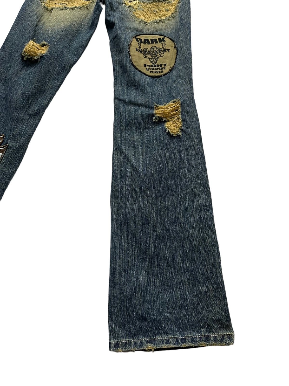 Japanese Brand 🔥LUSC Mudmax Frayed Ripped Patches Flare Women's Denim Size US 28 / EU 44 - 16 Thumbnail