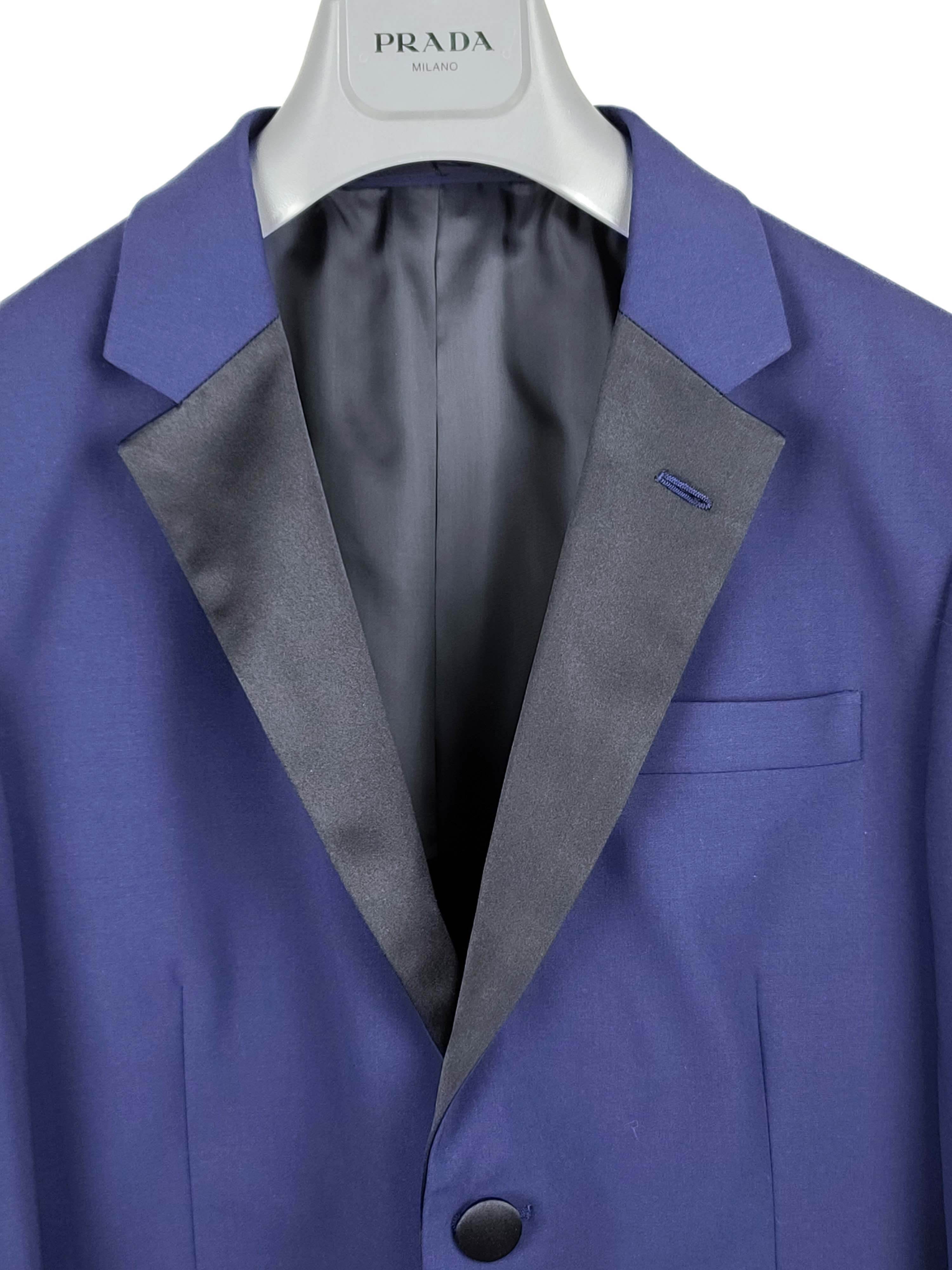 Prada Navy Blue Stretch Wool Smoking Jacket Tuxedo Suit IT48/US38 Size 38R - 3 Thumbnail