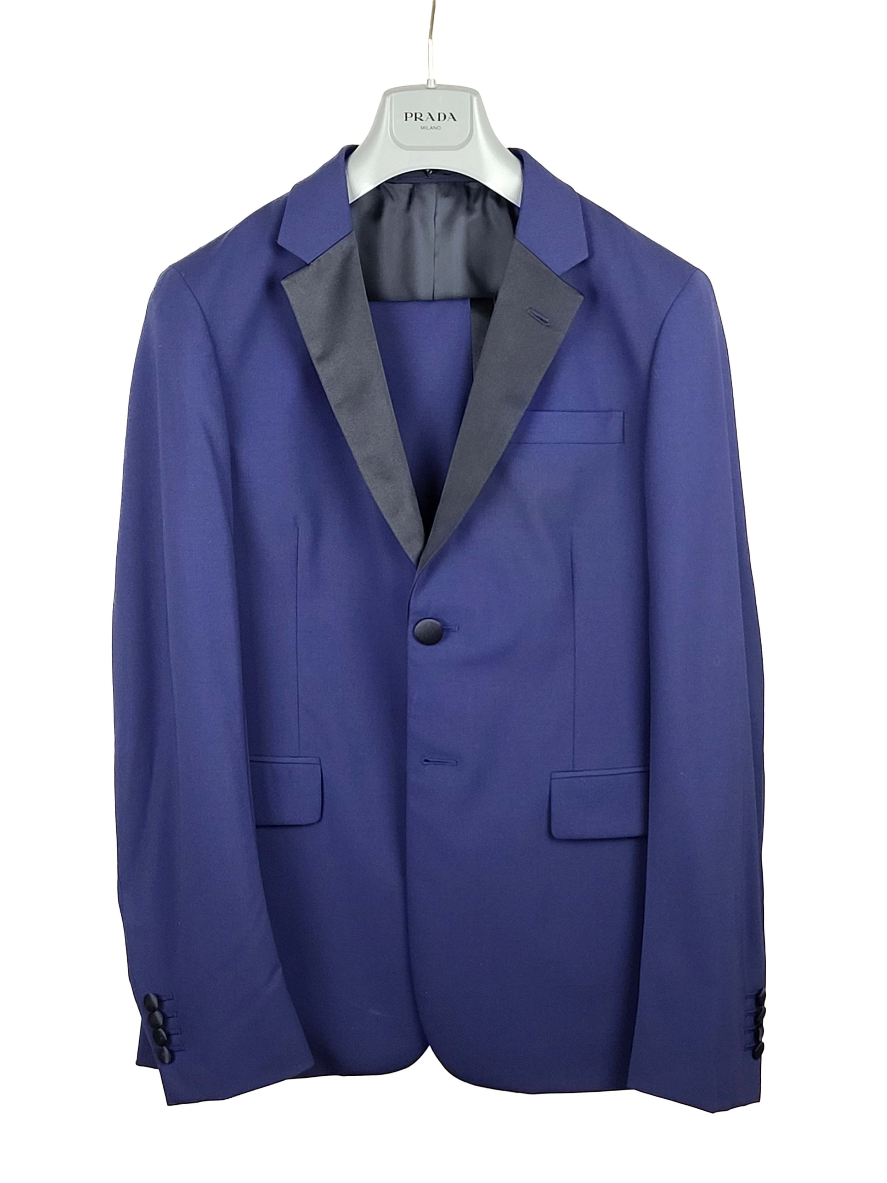 Prada Navy Blue Stretch Wool Smoking Jacket Tuxedo Suit IT48/US38 Size 38R - 1 Thumbnail