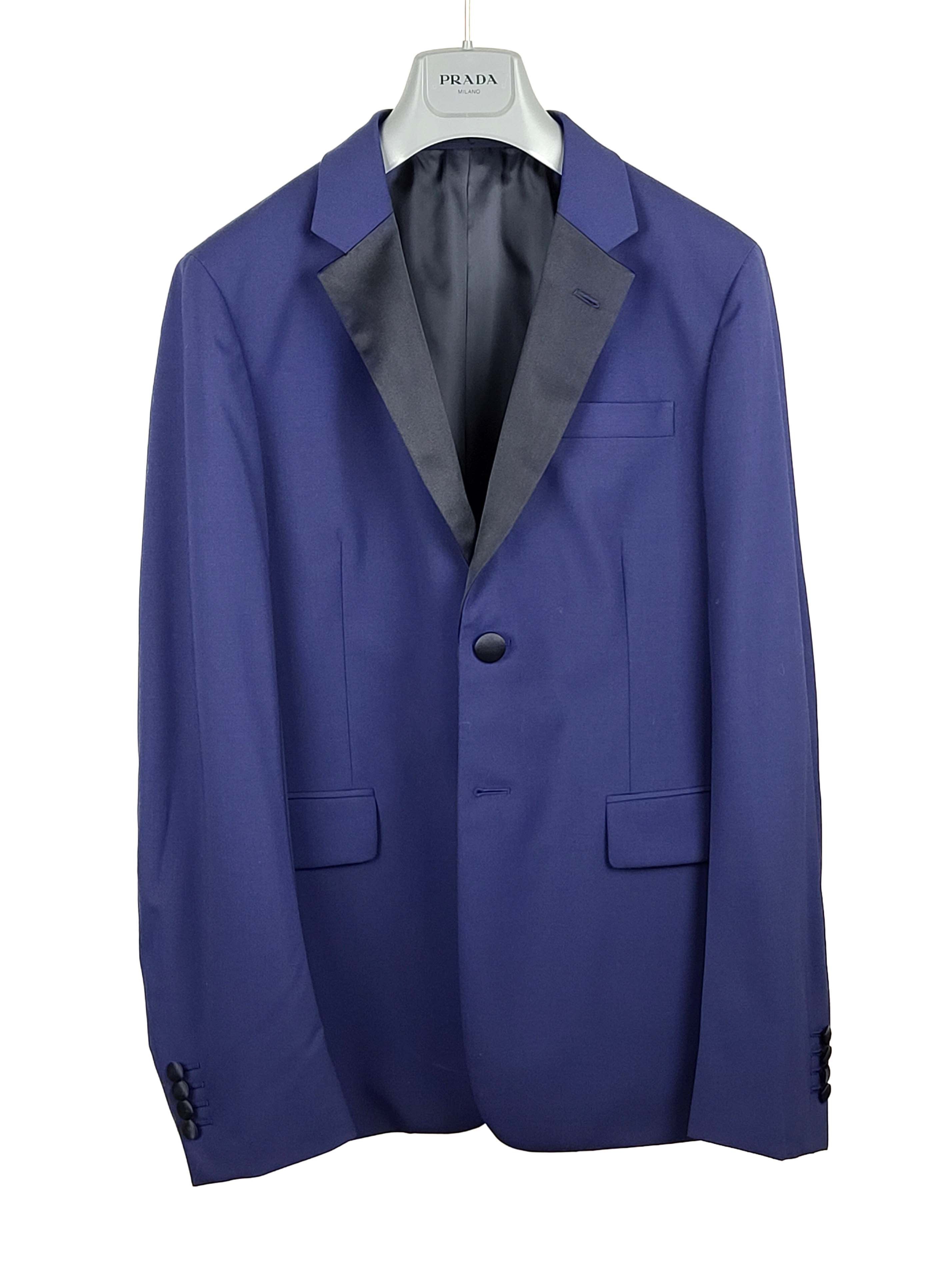 Prada Navy Blue Stretch Wool Smoking Jacket Tuxedo Suit IT48/US38 Size 38R - 2 Thumbnail