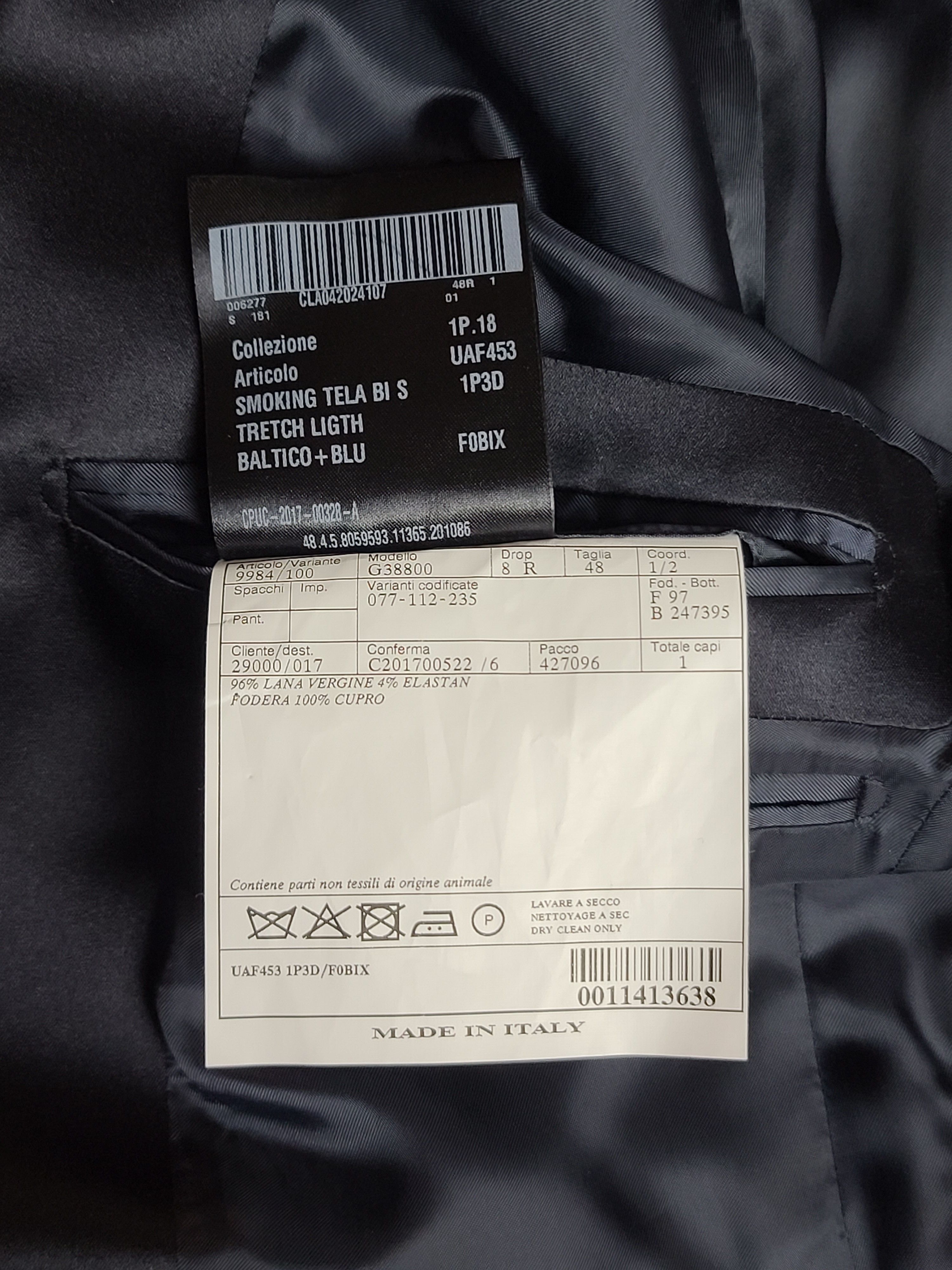 Prada Navy Blue Stretch Wool Smoking Jacket Tuxedo Suit IT48/US38 Size 38R - 13 Thumbnail
