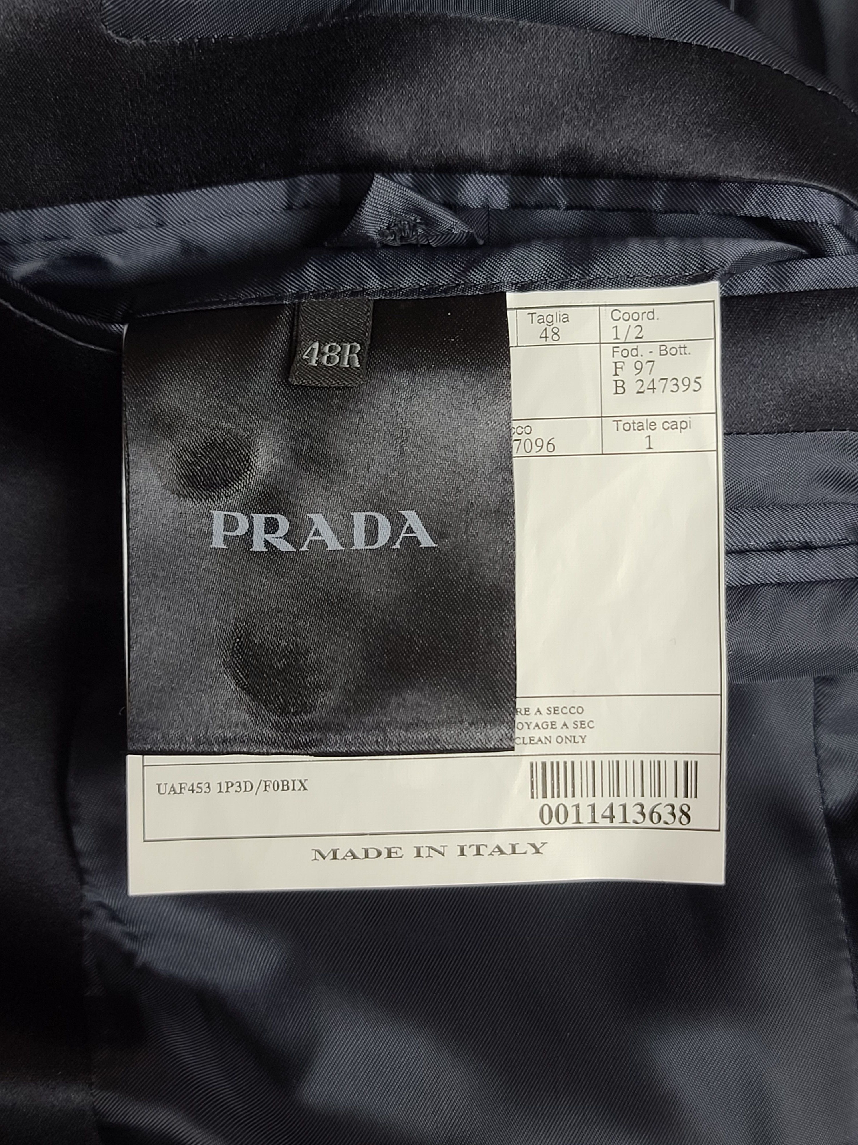 Prada Navy Blue Stretch Wool Smoking Jacket Tuxedo Suit IT48/US38 Size 38R - 12 Thumbnail