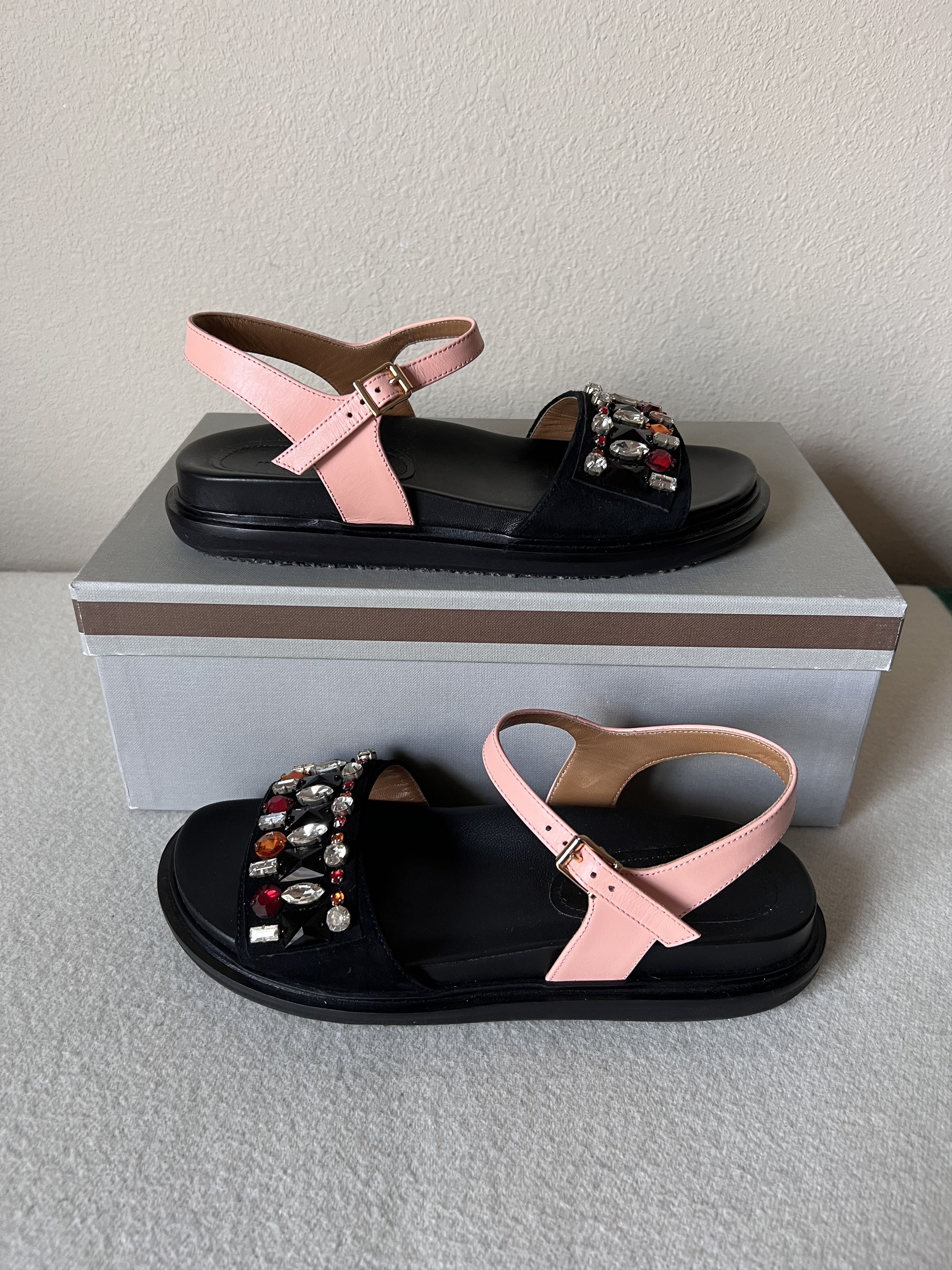 Marni Marni Jeweled Fussbett Sandals in Black Size US 7.5 / IT 37.5 - 2 Thumbnail