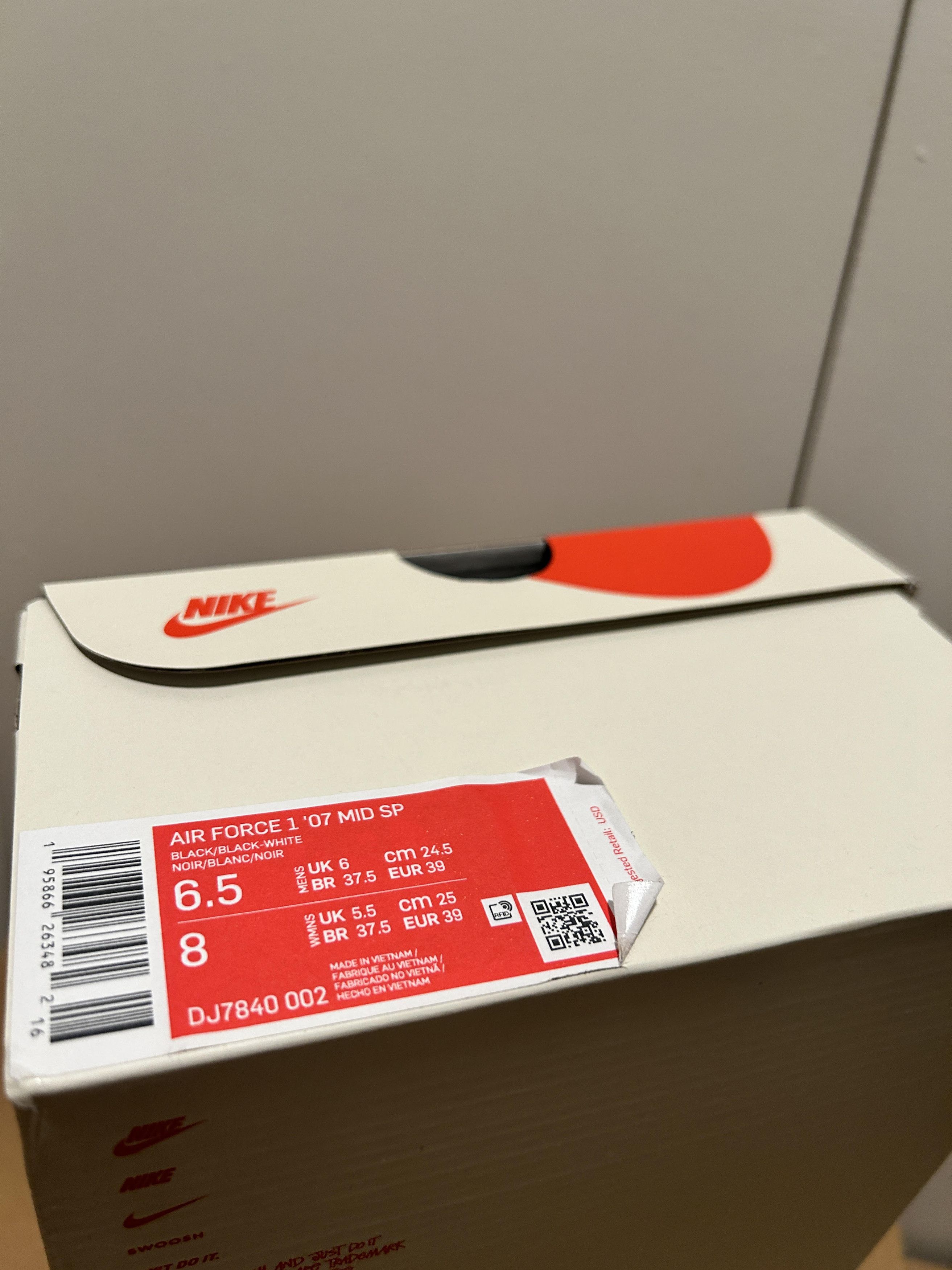 Nike × Stussy Nike Air Force 1 Mid x Stussy White Black 2022 Size US 6.5 / EU 39-40 - 5 Thumbnail