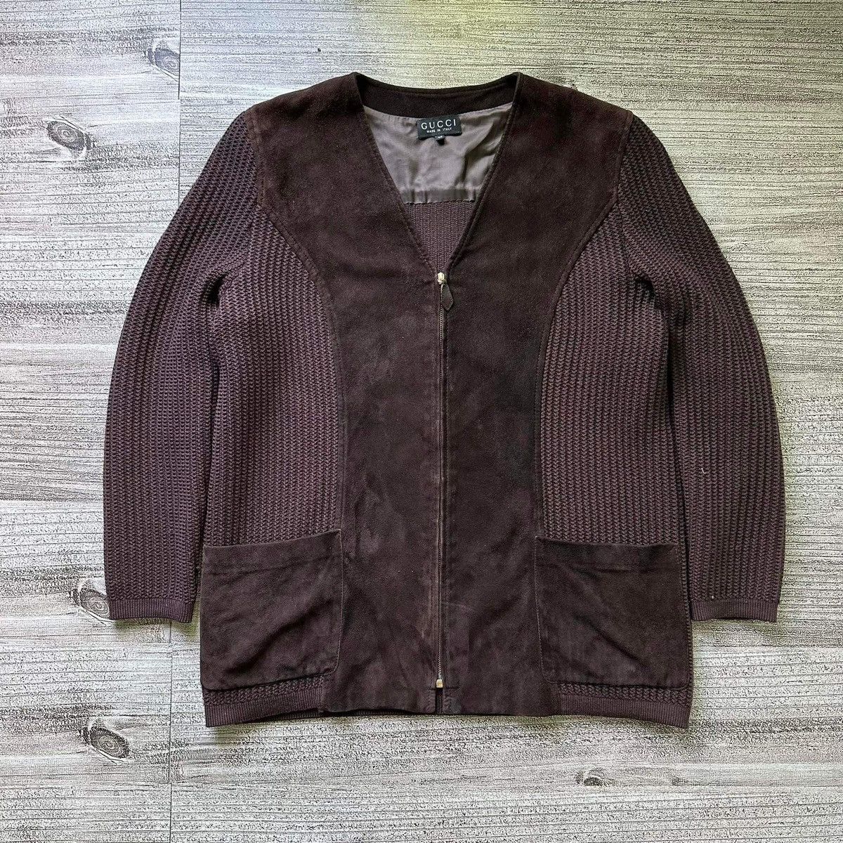 image of Gucci -Tom Ford - Zip Up Cardigan in Brown, Men's (Size Medium)