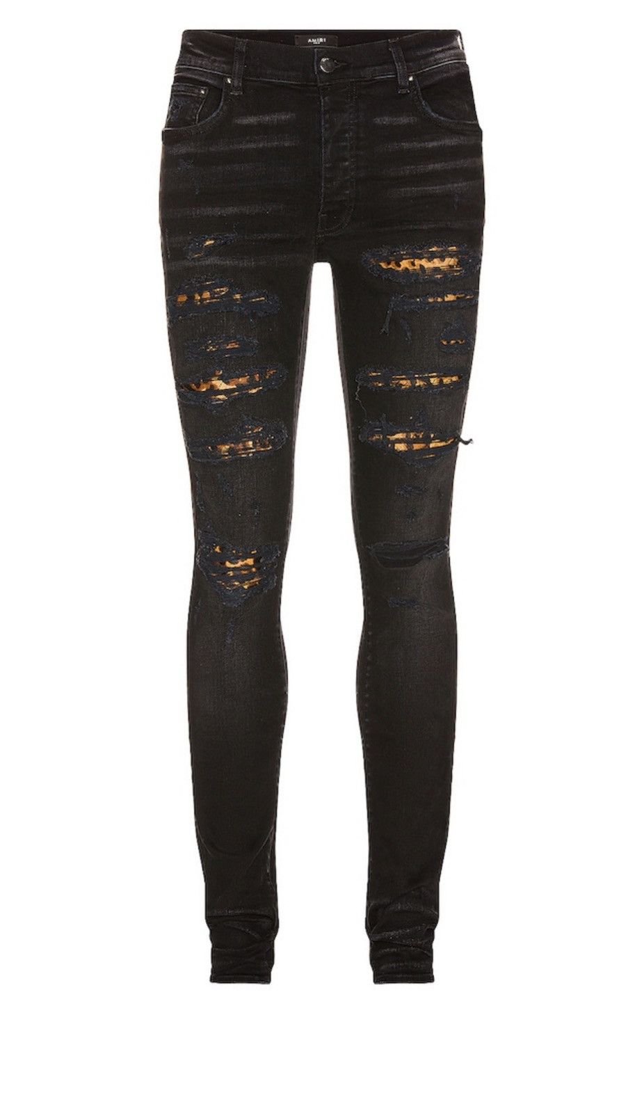 image of Amiri Leopard Thrasher Jeans in Black, Men's (Size 36)