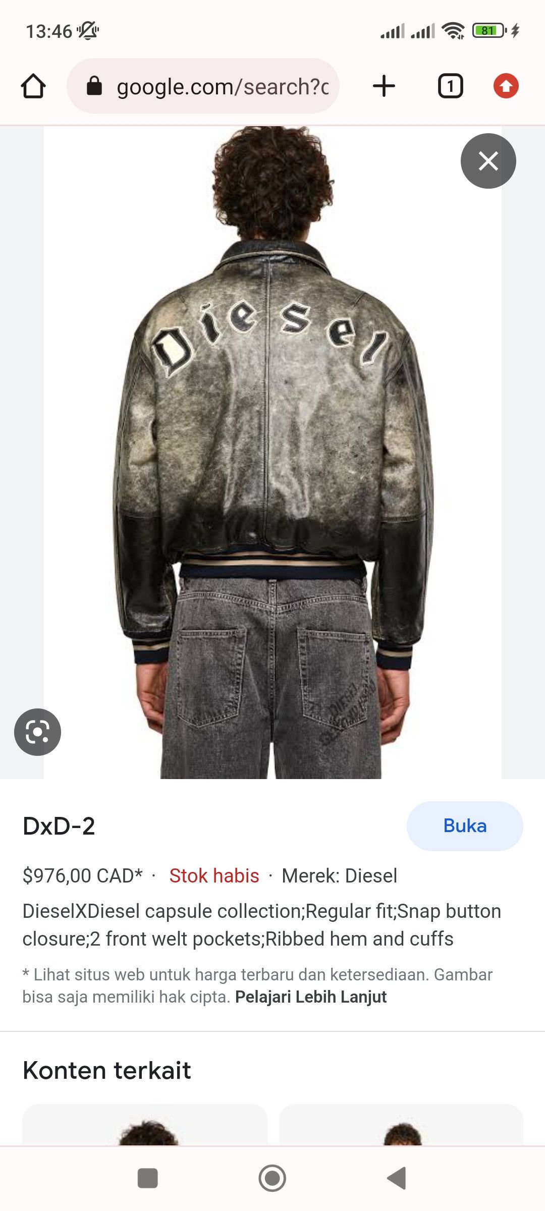 Diesel DIESEL MASTERPIECE LEATHER EMBROIDERY FLYING VARSITY JACKET Size US L / EU 52-54 / 3 - 8 Thumbnail