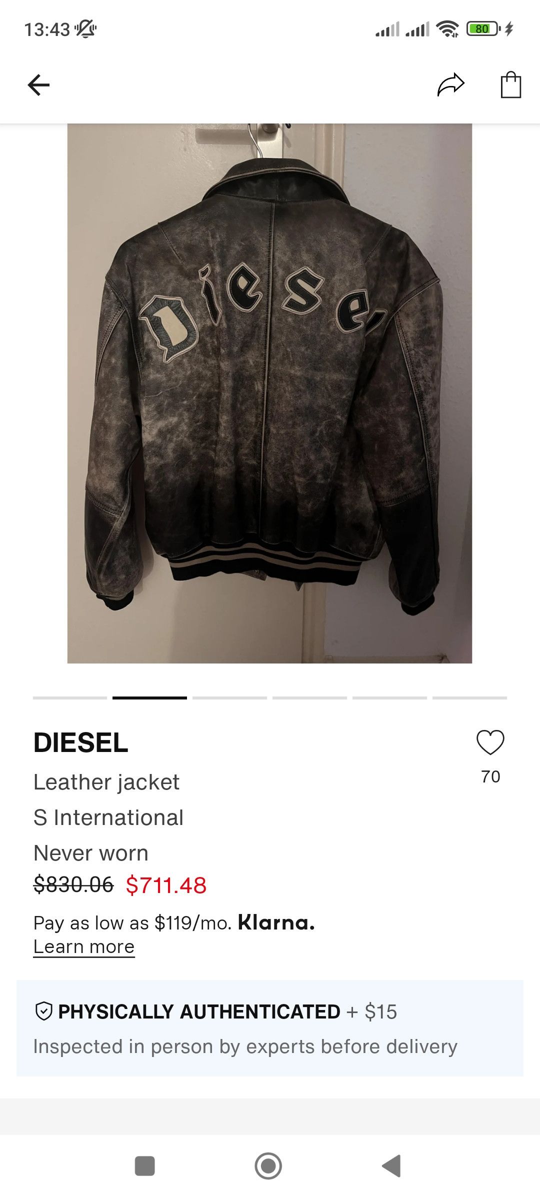 Diesel DIESEL MASTERPIECE LEATHER EMBROIDERY FLYING VARSITY JACKET Size US L / EU 52-54 / 3 - 9 Thumbnail