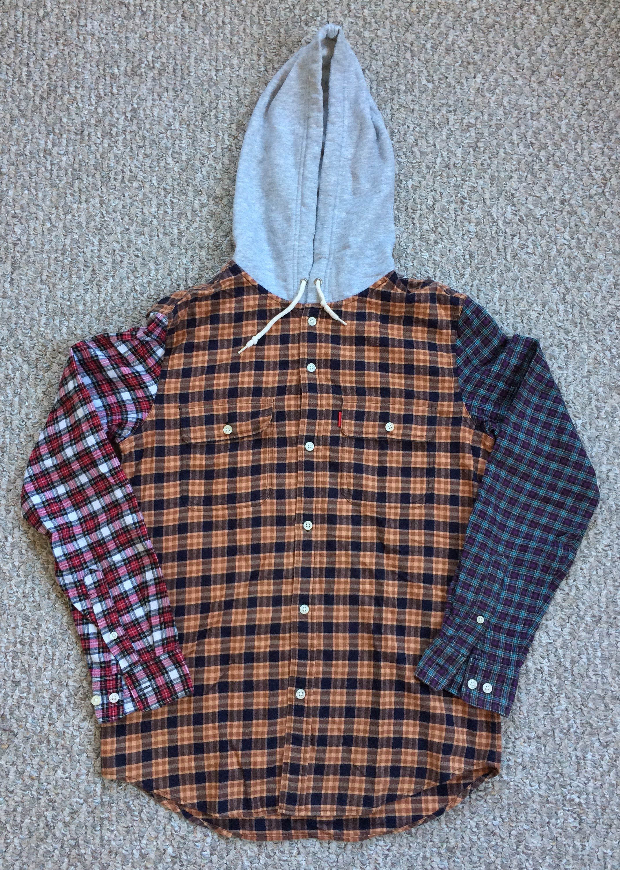 supreme hooded flannel zip up shirt-