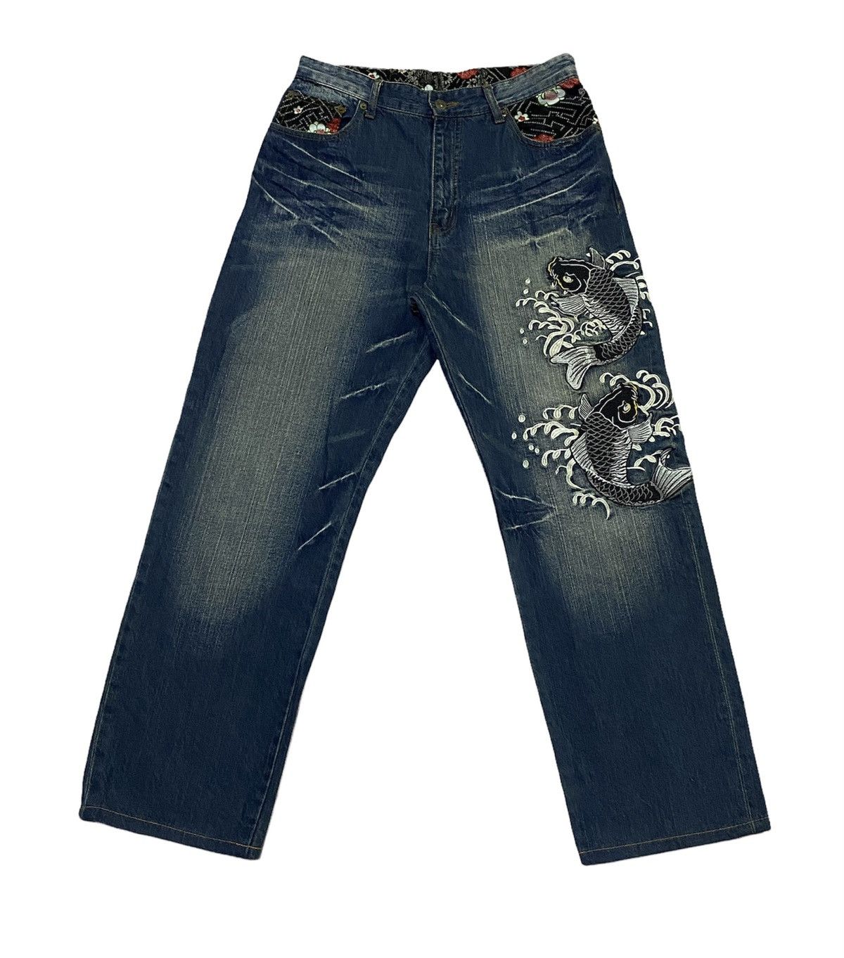 Japanese Brand Japanese Brand "DOMINATE" Embroidery Sugai Koi Fish Jeans Size US 30 / EU 46 - 2 Thumbnail