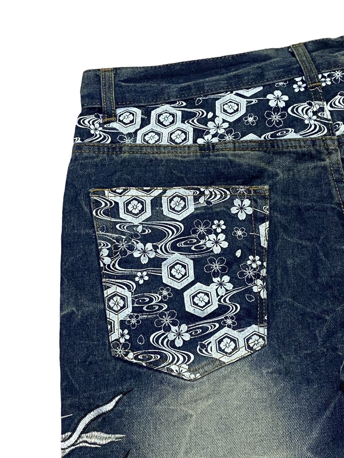 Japanese Brand FUGUTAITEN Fujin Raijin Japanese Style Embroidered Denim Size US 34 / EU 50 - 19 Thumbnail