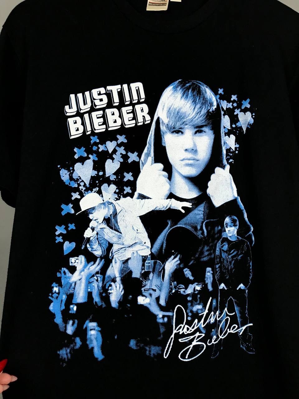 Band Tees × Justin Bieber × Vintage Justin Bieber vintage pop star overprinted tee Size US M / EU 48-50 / 2 - 3 Thumbnail
