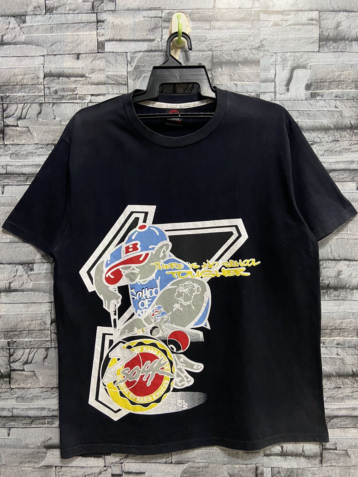 Japanese Brand Vintage School Of Hard Knocks t shirt hip hop big cartoon Size US XL / EU 56 / 4 - 1 Thumbnail