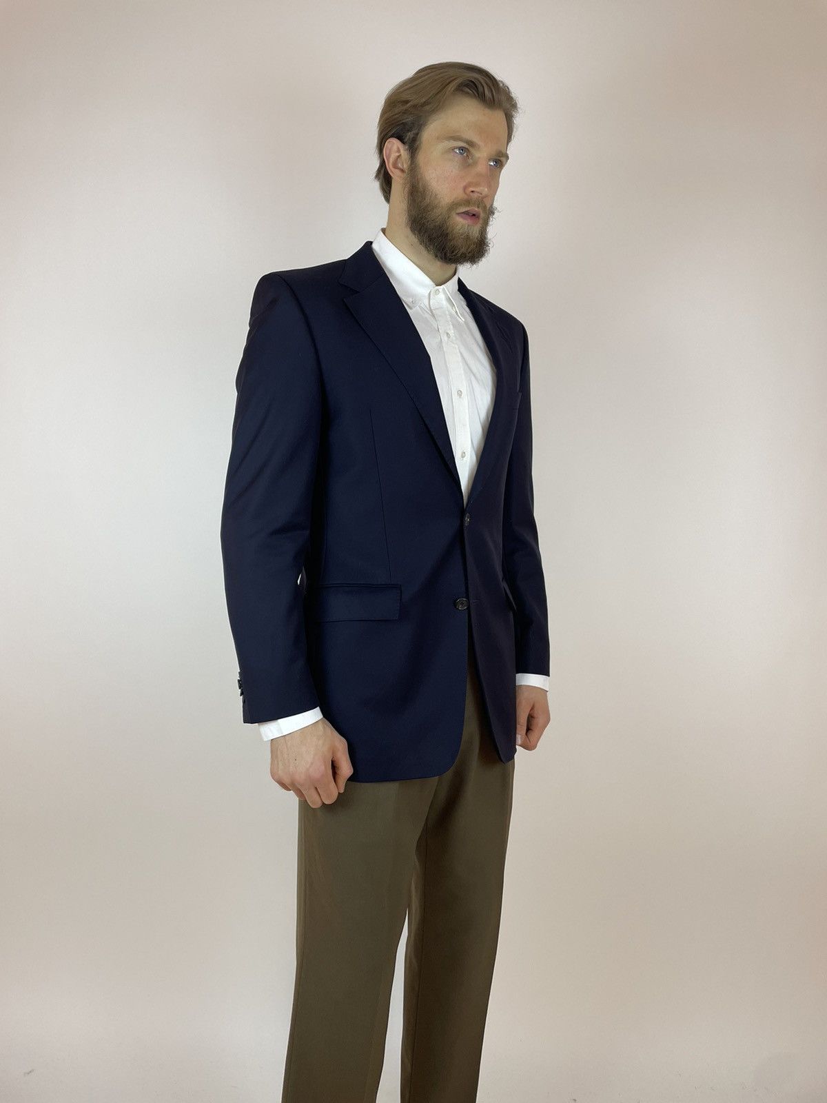 Harry Rosen HARRY ROSEN London Wool Blazer dark blue Mens size XL/54 Size 54R - 4 Thumbnail