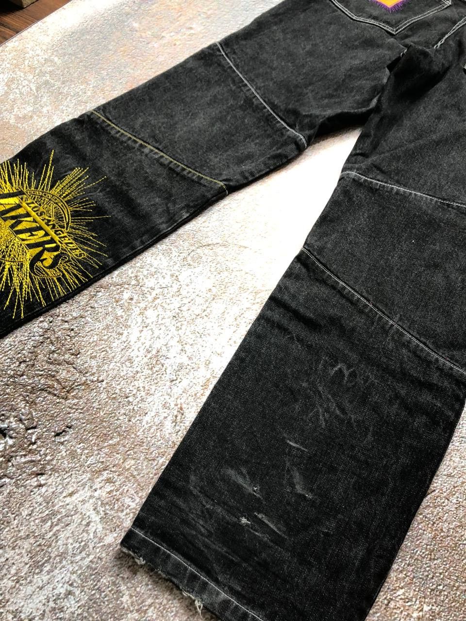 NBA × Vintage 90s Los Angeles Lakers Big logo Vintage Denim Pant Size US 34 / EU 50 - 3 Thumbnail