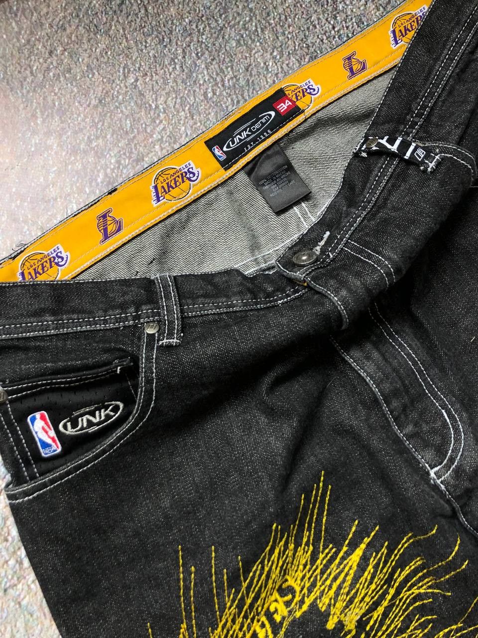NBA × Vintage 90s Los Angeles Lakers Big logo Vintage Denim Pant Size US 34 / EU 50 - 7 Thumbnail