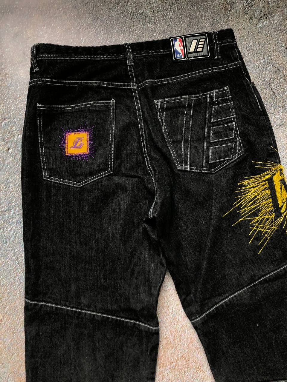 NBA × Vintage 90s Los Angeles Lakers Big logo Vintage Denim Pant Size US 34 / EU 50 - 4 Thumbnail