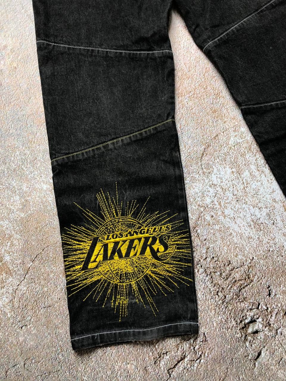 NBA × Vintage 90s Los Angeles Lakers Big logo Vintage Denim Pant Size US 34 / EU 50 - 2 Thumbnail