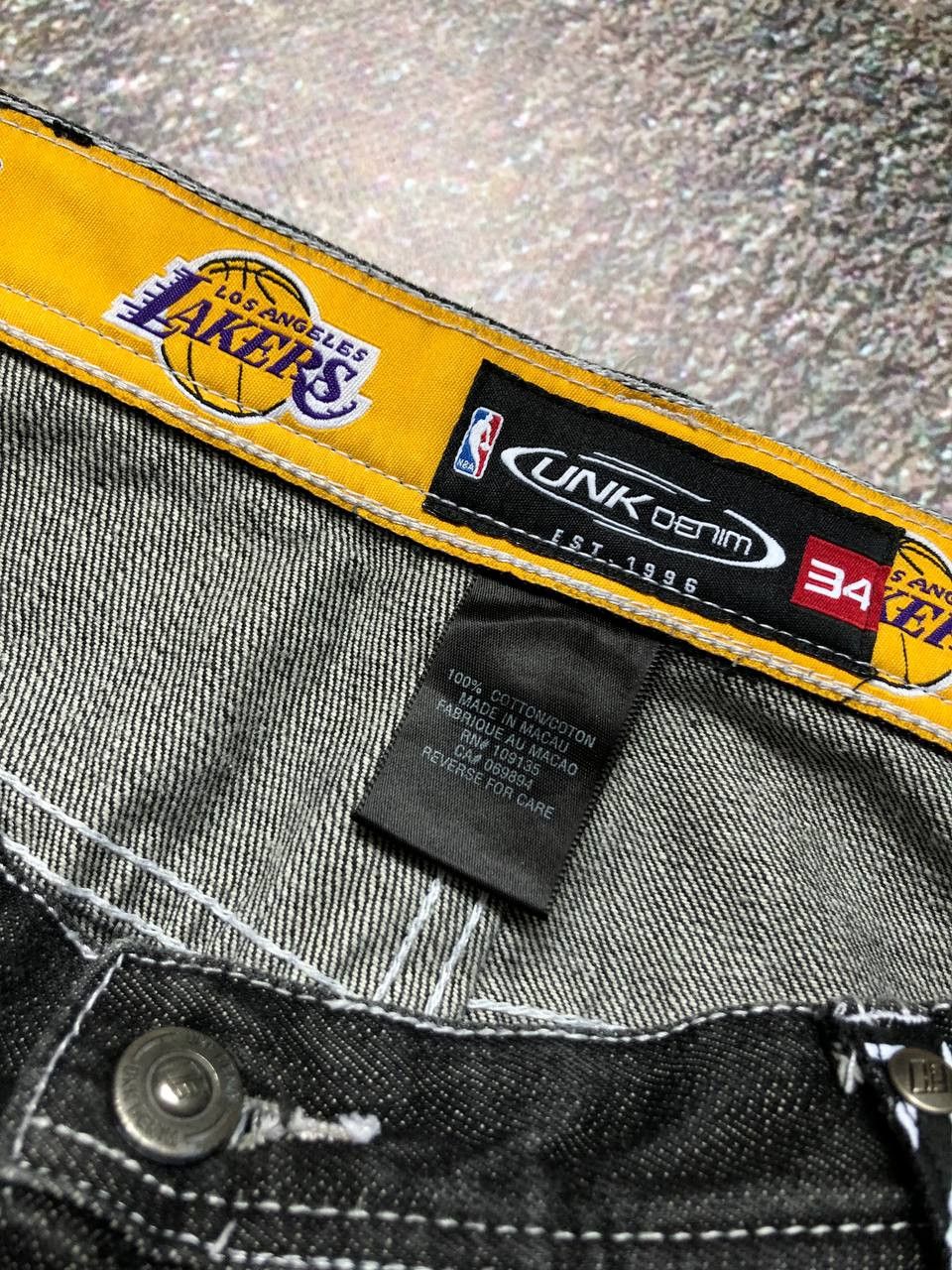 NBA × Vintage 90s Los Angeles Lakers Big logo Vintage Denim Pant Size US 34 / EU 50 - 8 Thumbnail