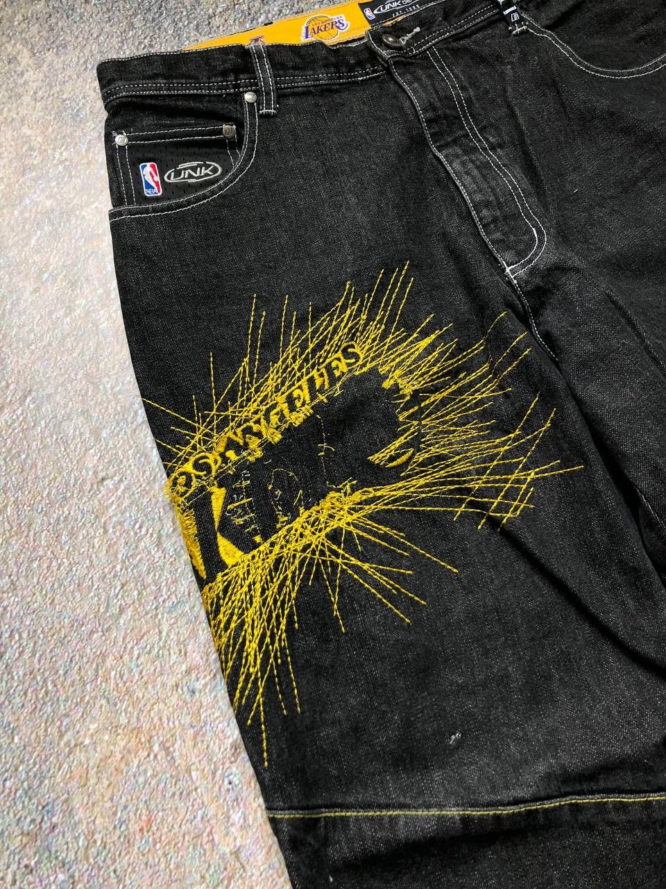 NBA × Vintage 90s Los Angeles Lakers Big logo Vintage Denim Pant Size US 34 / EU 50 - 6 Thumbnail