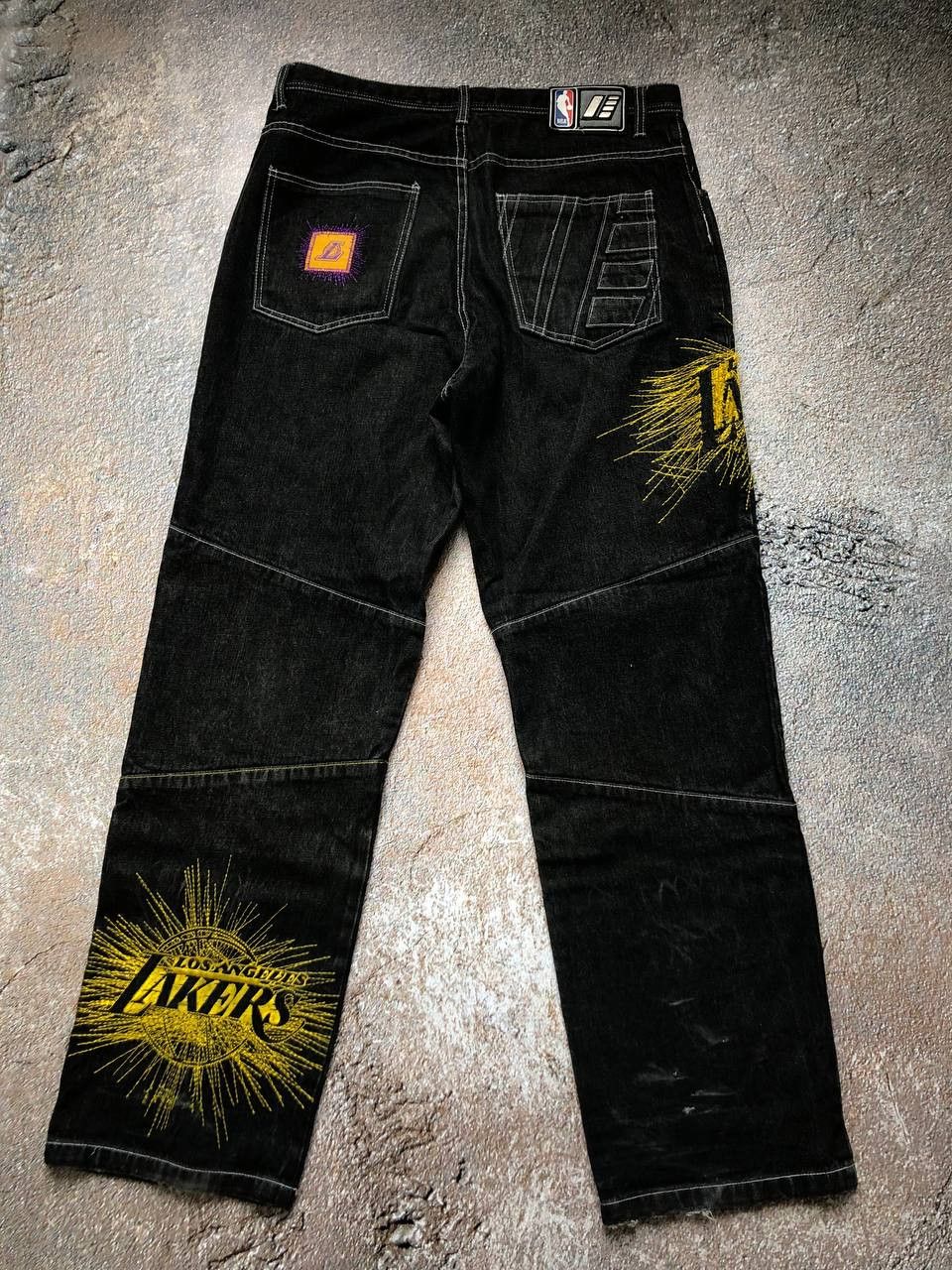 NBA × Vintage 90s Los Angeles Lakers Big logo Vintage Denim Pant Size US 34 / EU 50 - 1 Thumbnail