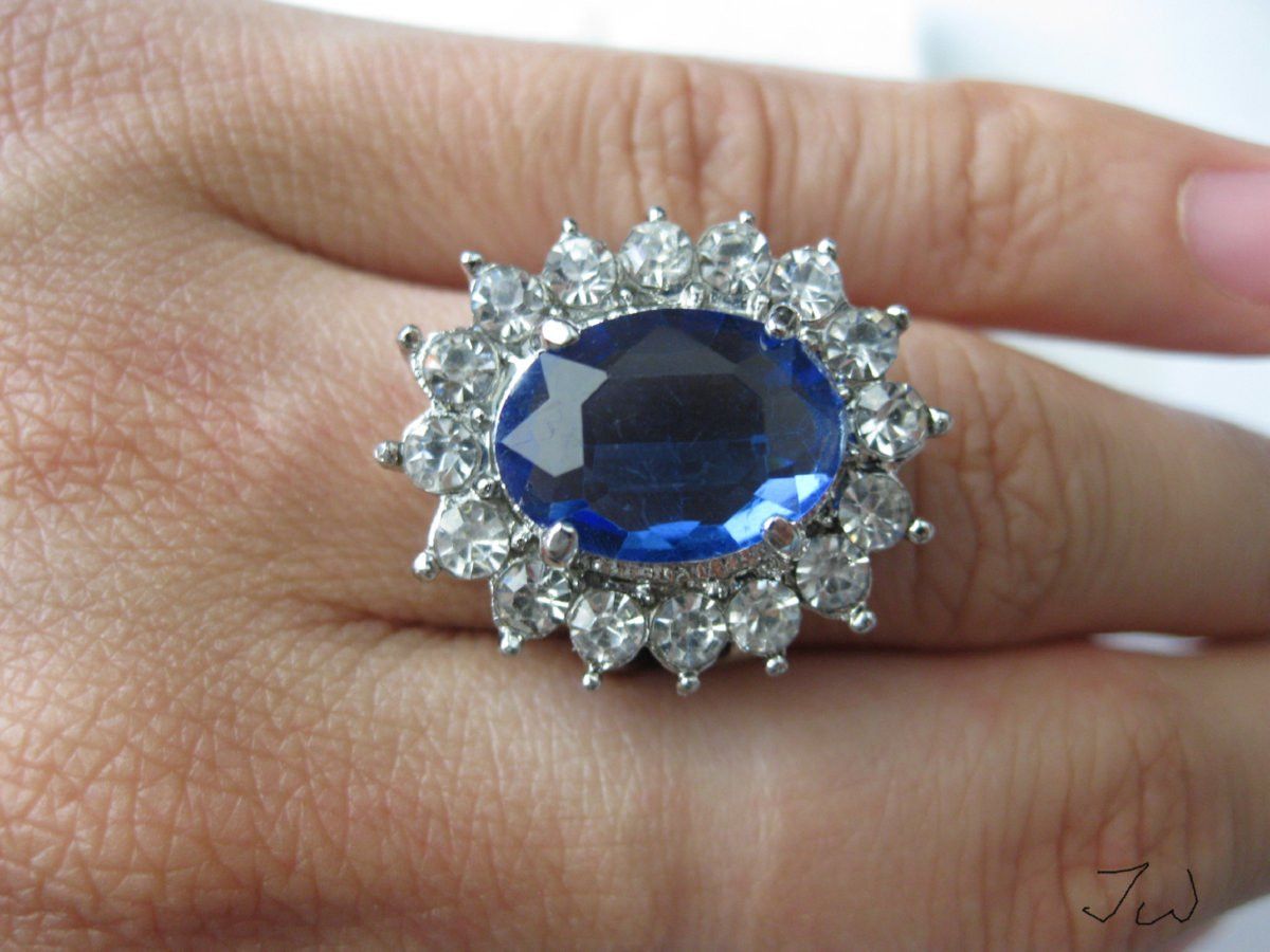 Jewelry Blue CZ Ring - Size 8.75 Size ONE SIZE - 4 Thumbnail