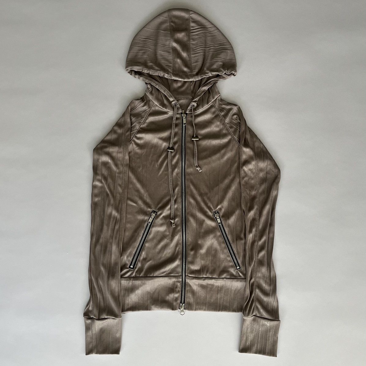 image of Le Grande Bleu L G B L.g.b. (Le Grand Bleu) Metallic Boxer Zip Up Hoodie in Metalic Silver (Size Sm