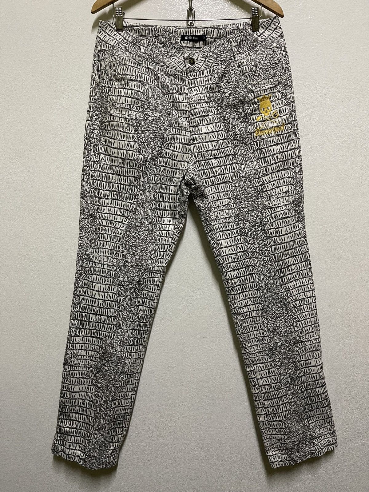 Designer Birdie Hunt Crocodile Full Print Pants Size US 32 / EU 48 - 1 Thumbnail