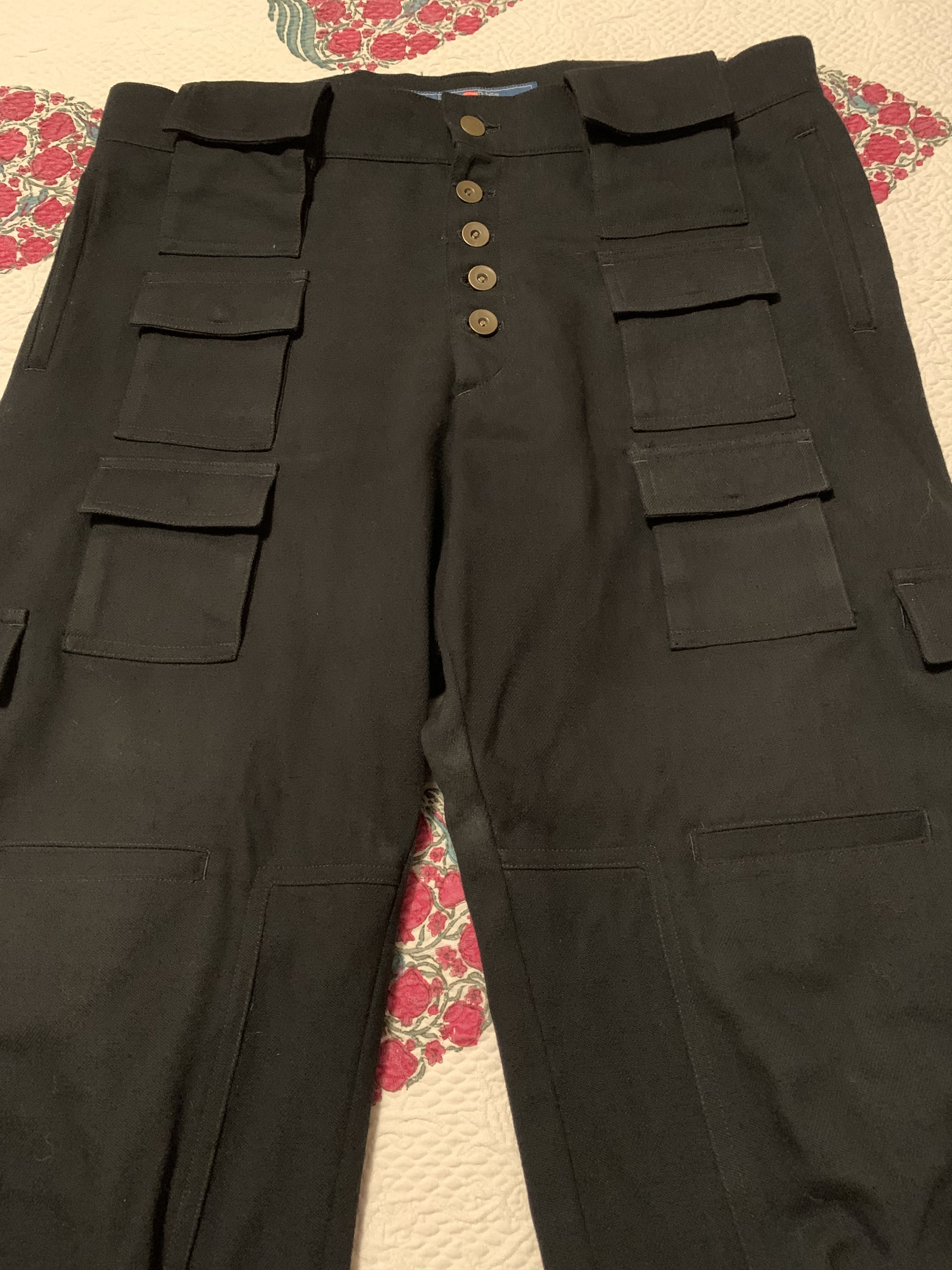 Wool patchwork cargo pants