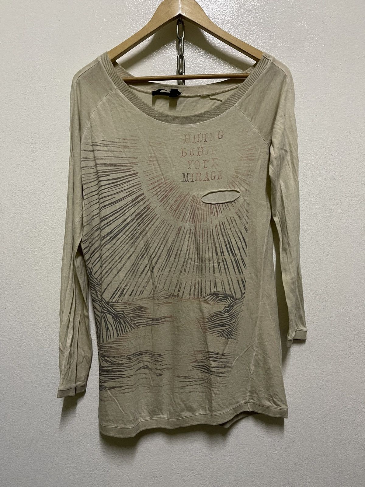 image of Diesel Black Gold Distressed T Shirt Long Sleeve Punk in Brown, Women's (Size XS)