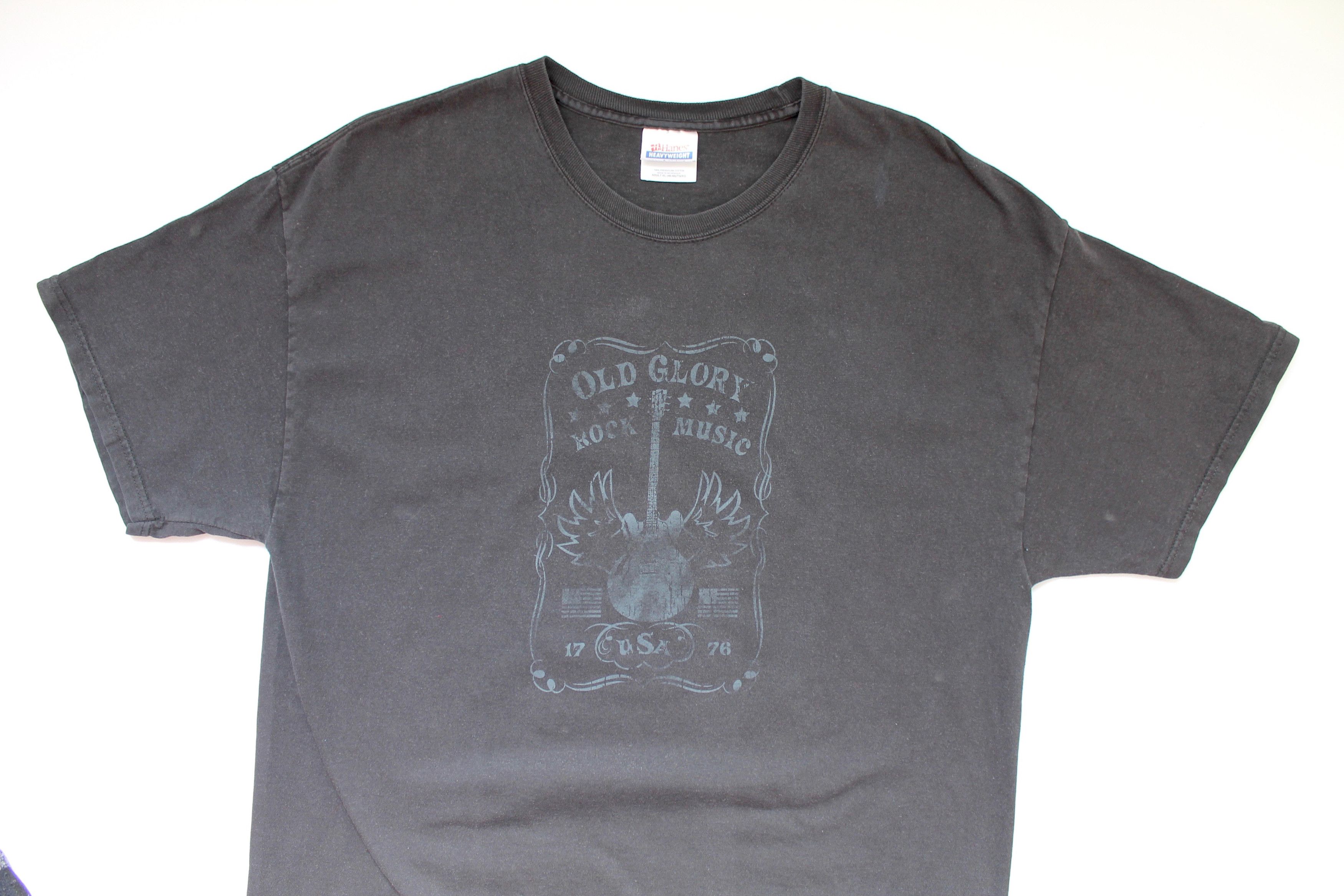 Hanes Old Glory Rock Music Guitar & Wings Faded Black Size US XL / EU 56 / 4 - 5 Thumbnail