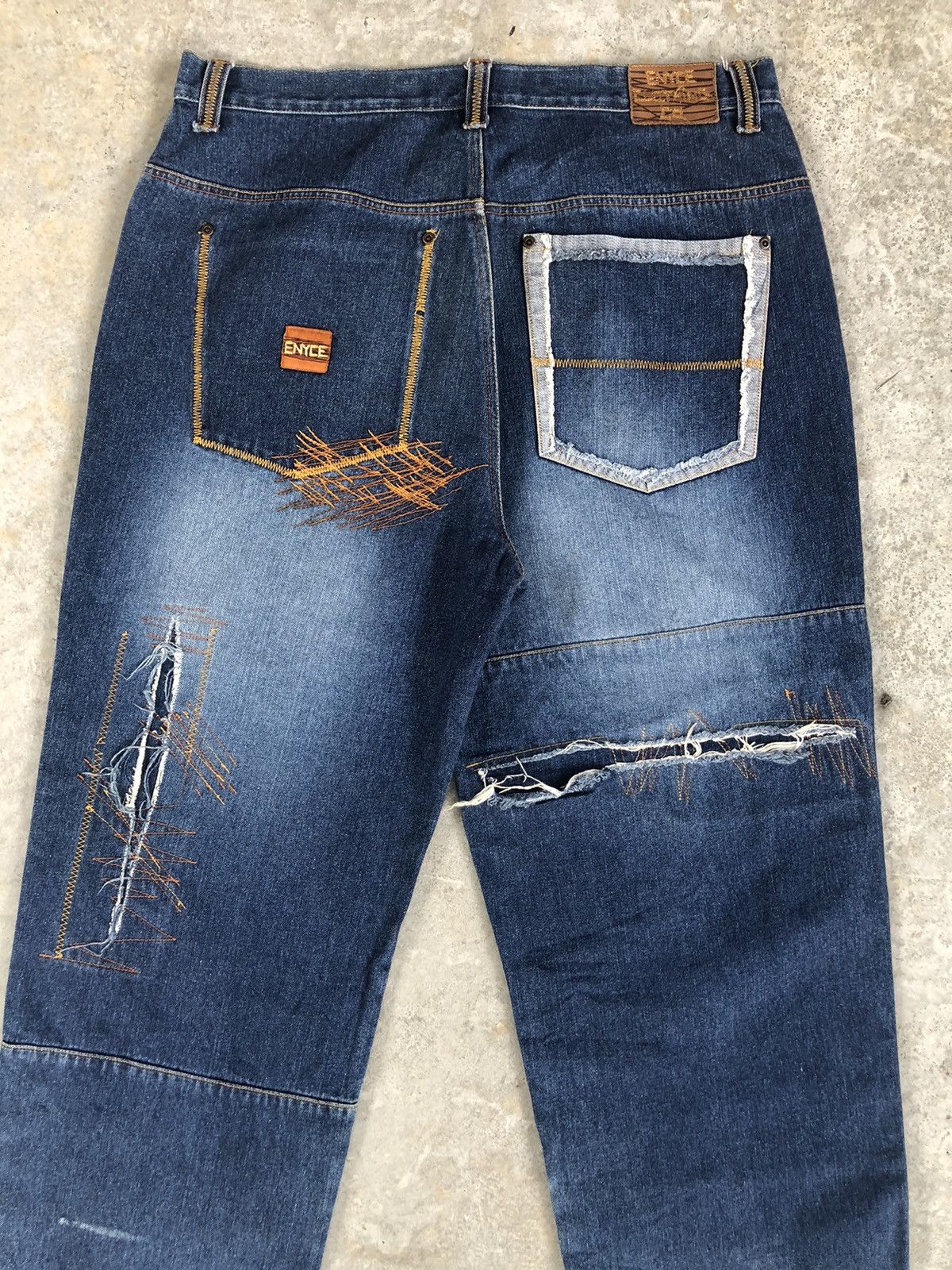 Enyce Enyce Baggy Jeans Hip Hop Patchwork Boro Skateboards Size US 35 - 8 Thumbnail