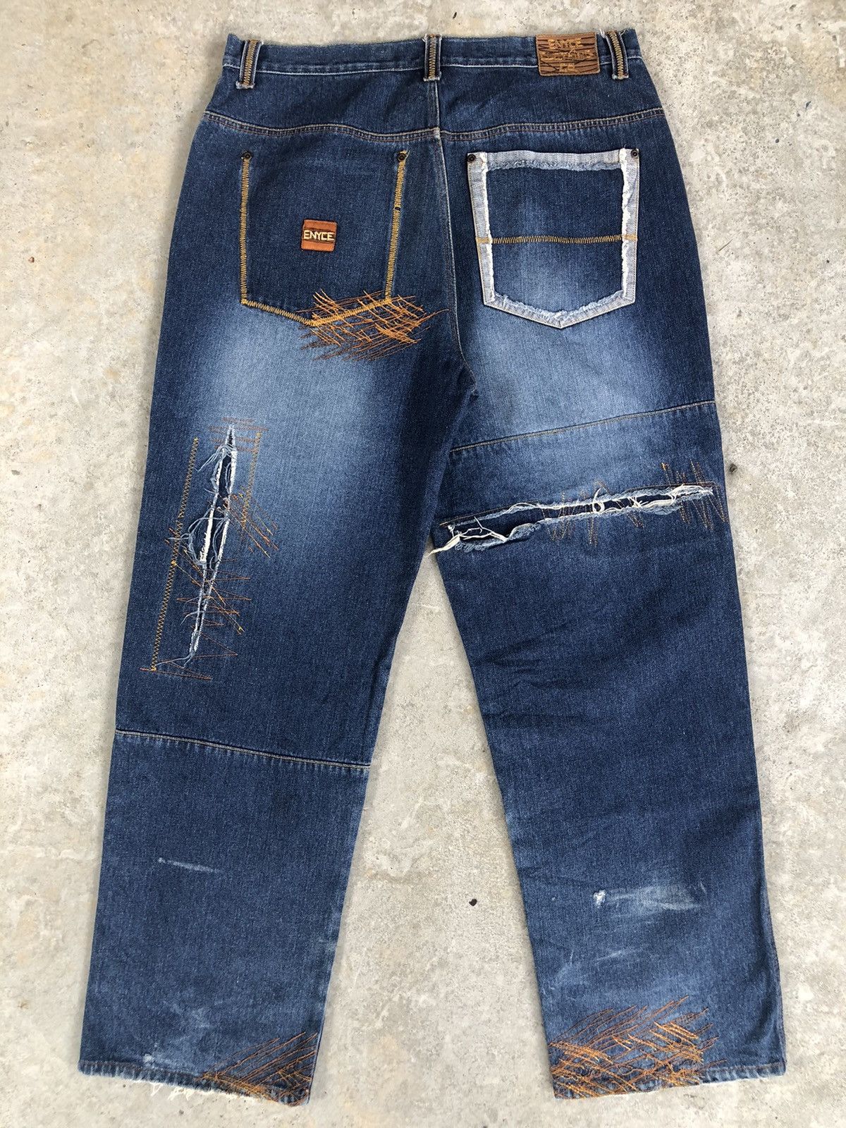 Enyce Enyce Baggy Jeans Hip Hop Patchwork Boro Skateboards Size US 35 - 1 Thumbnail
