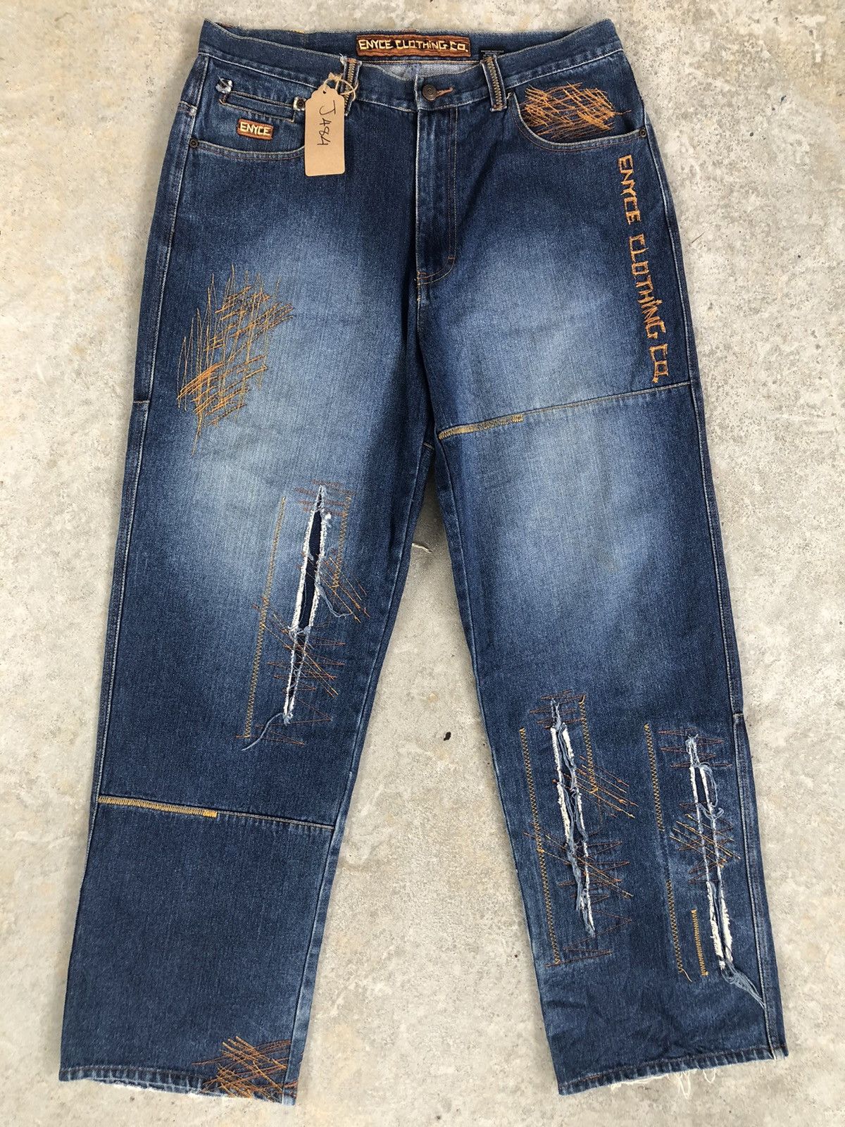 Enyce Enyce Baggy Jeans Hip Hop Patchwork Boro Skateboards Size US 35 - 2 Thumbnail