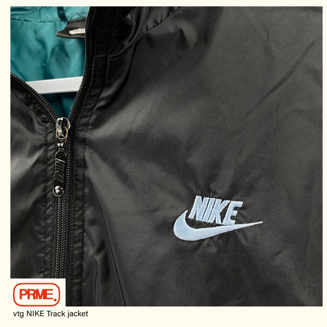 Nike × Vintage vintage 90s NIKE BIG SWOOSH Nylon Track spellout jacket Size US L / EU 52-54 / 3 - 5 Thumbnail