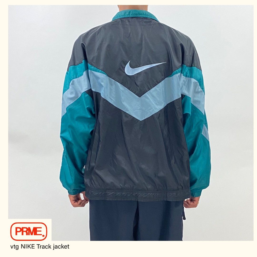 Nike × Vintage vintage 90s NIKE BIG SWOOSH Nylon Track spellout jacket Size US L / EU 52-54 / 3 - 2 Thumbnail