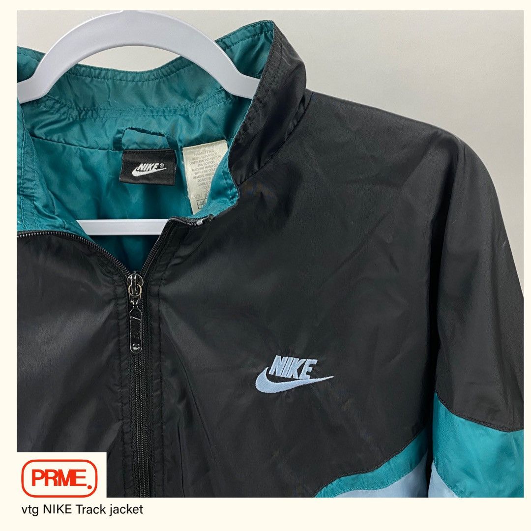 Nike × Vintage vintage 90s NIKE BIG SWOOSH Nylon Track spellout jacket Size US L / EU 52-54 / 3 - 4 Thumbnail