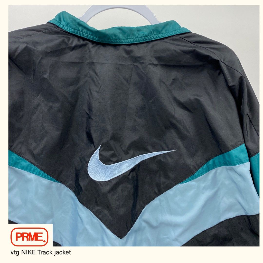 Nike × Vintage vintage 90s NIKE BIG SWOOSH Nylon Track spellout jacket Size US L / EU 52-54 / 3 - 9 Thumbnail