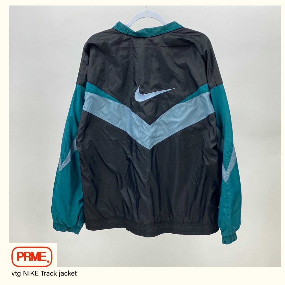 Nike × Vintage vintage 90s NIKE BIG SWOOSH Nylon Track spellout jacket Size US L / EU 52-54 / 3 - 8 Thumbnail