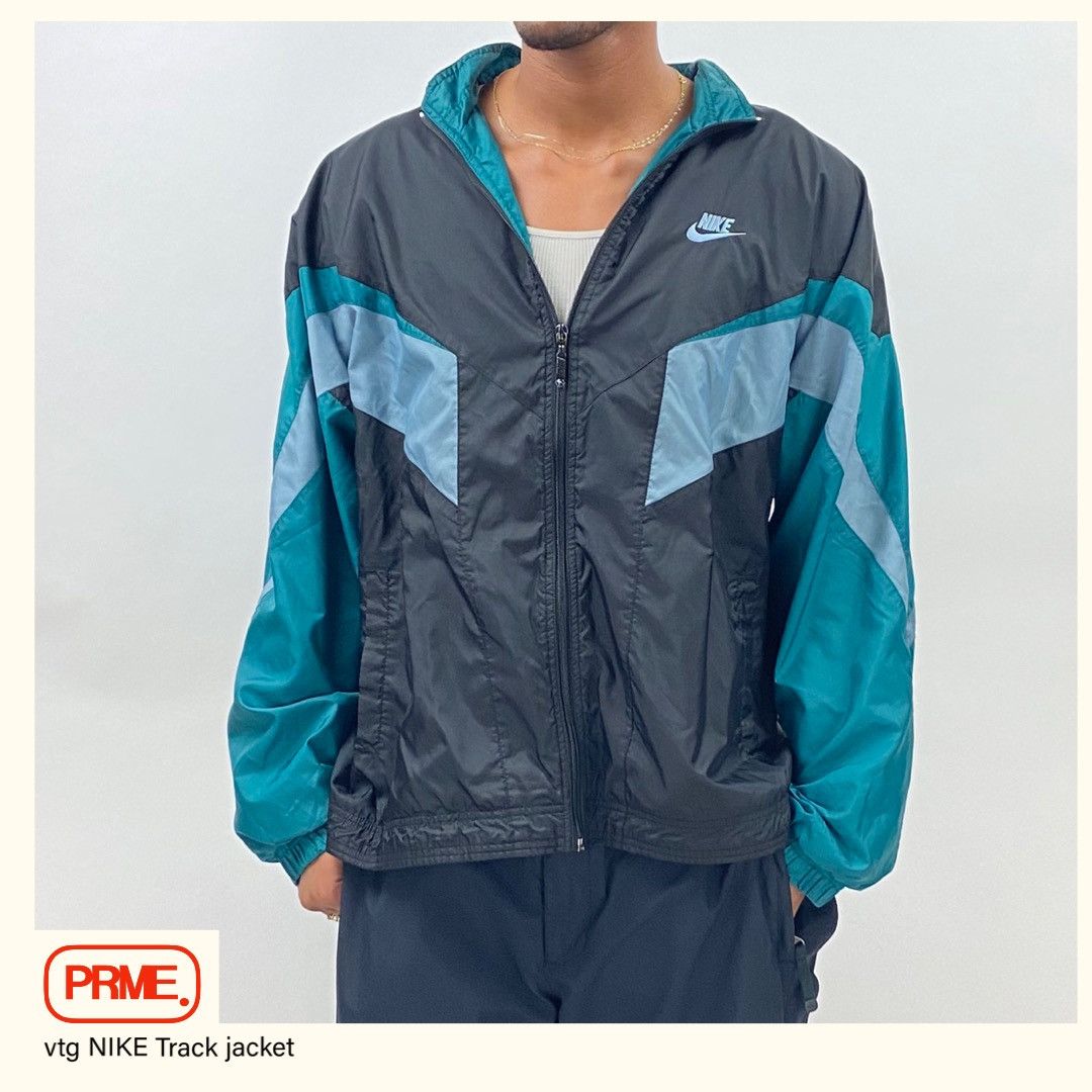 Nike × Vintage vintage 90s NIKE BIG SWOOSH Nylon Track spellout jacket Size US L / EU 52-54 / 3 - 1 Thumbnail