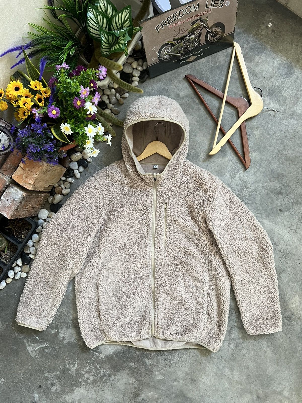 🔥 VINTAGE 🔥 Deep Pile Fleece Sherpa Jacket With Hoodie