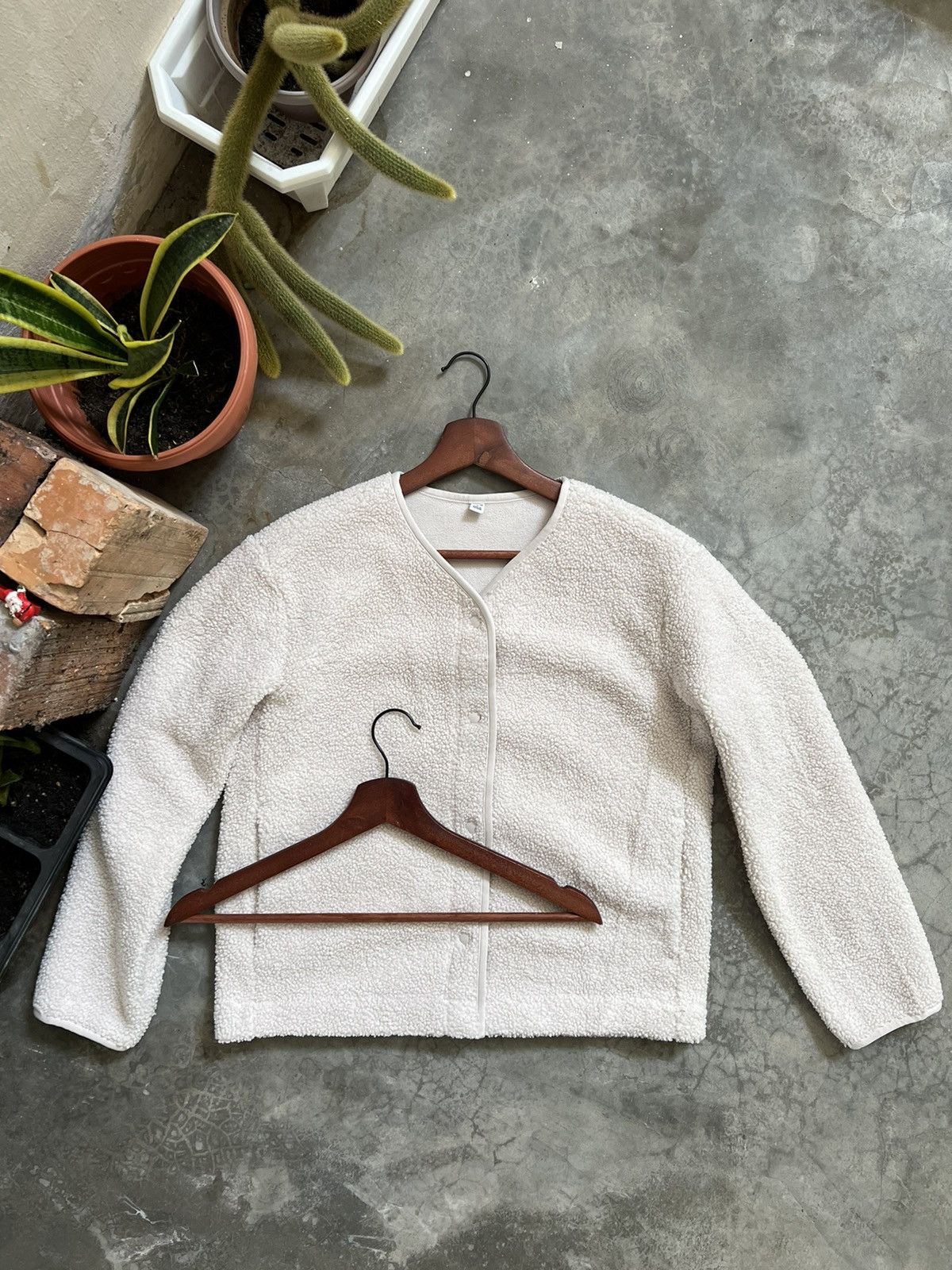Vintage 🖤 Pile Sherpa Snap Button Cardigan With Pockets