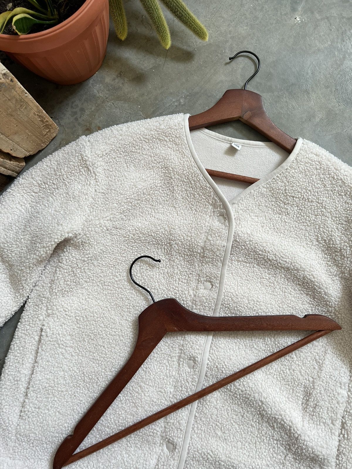 Vintage 🖤 Pile Sherpa Snap Button Cardigan With Pockets