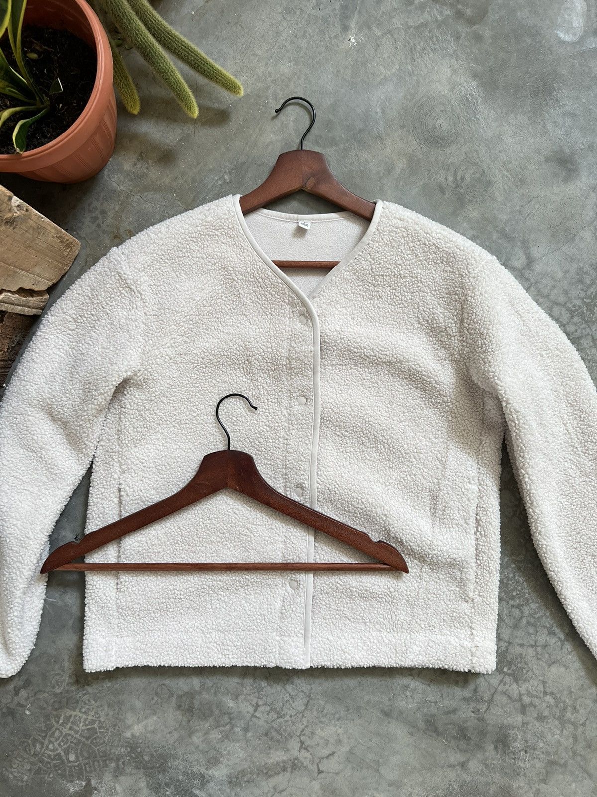 Vintage 🖤 Pile Sherpa Snap Button Cardigan With Pockets