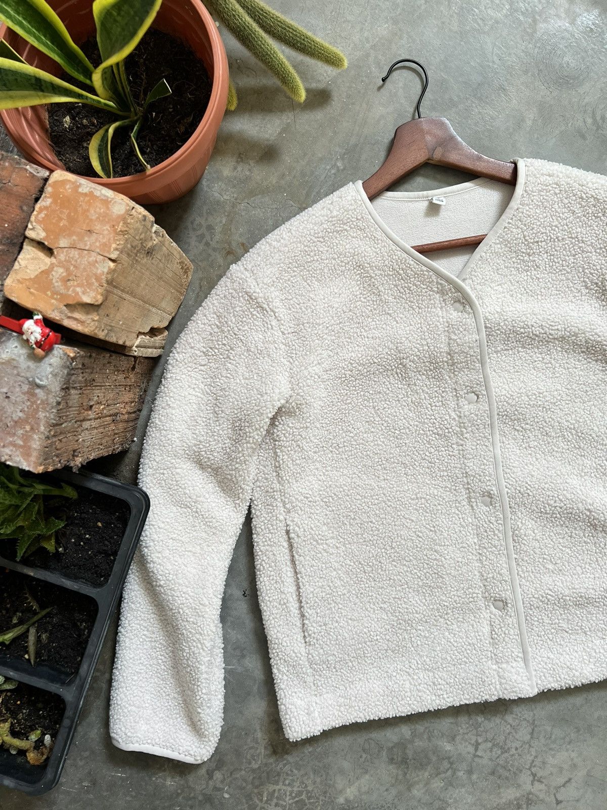 Vintage 🖤 Pile Sherpa Snap Button Cardigan With Pockets