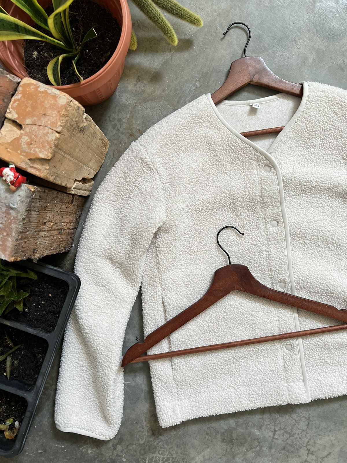 Vintage 🖤 Pile Sherpa Snap Button Cardigan With Pockets