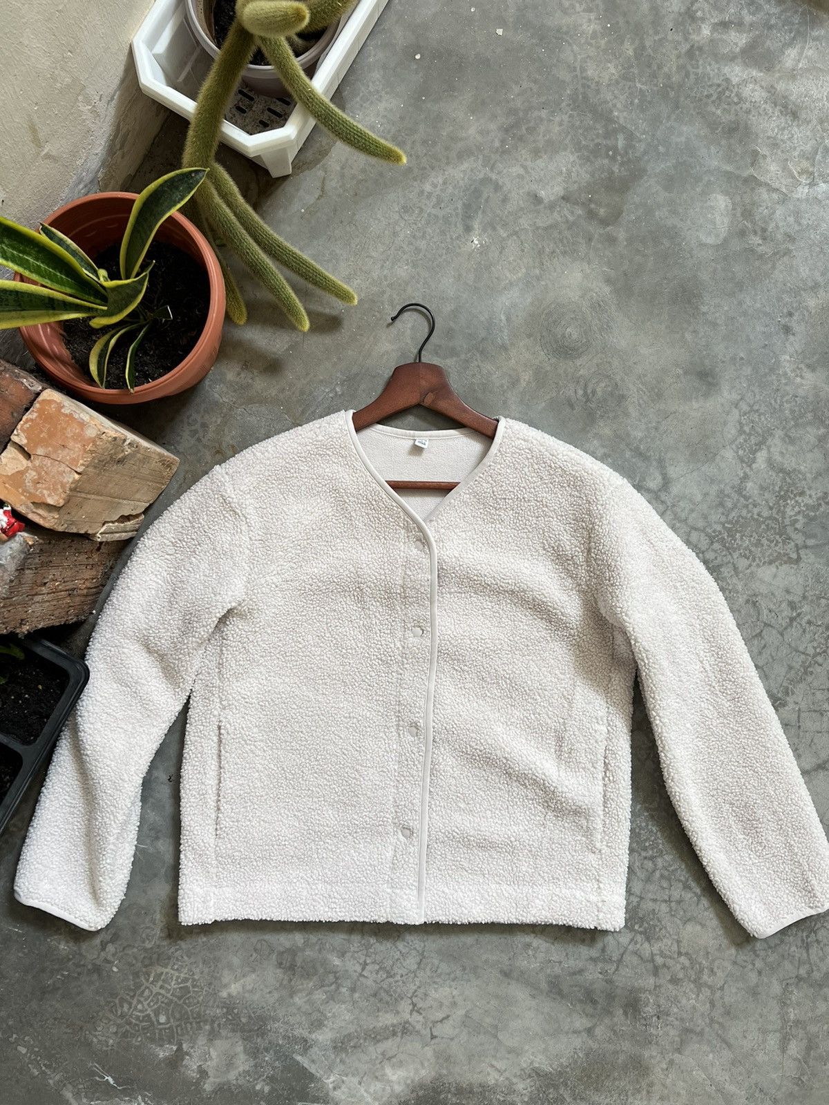 Vintage 🖤 Pile Sherpa Snap Button Cardigan With Pockets
