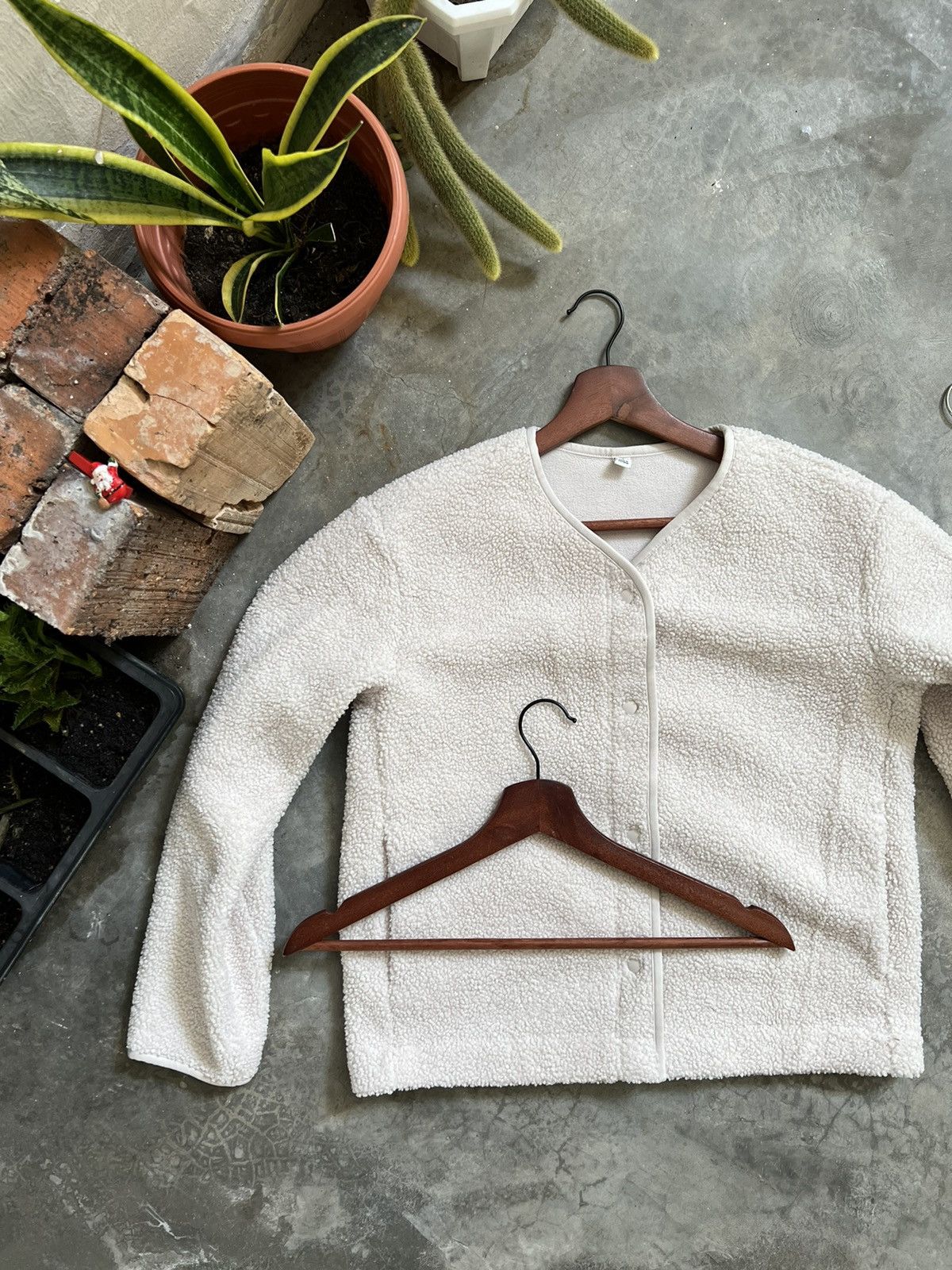 Vintage 🖤 Pile Sherpa Snap Button Cardigan With Pockets
