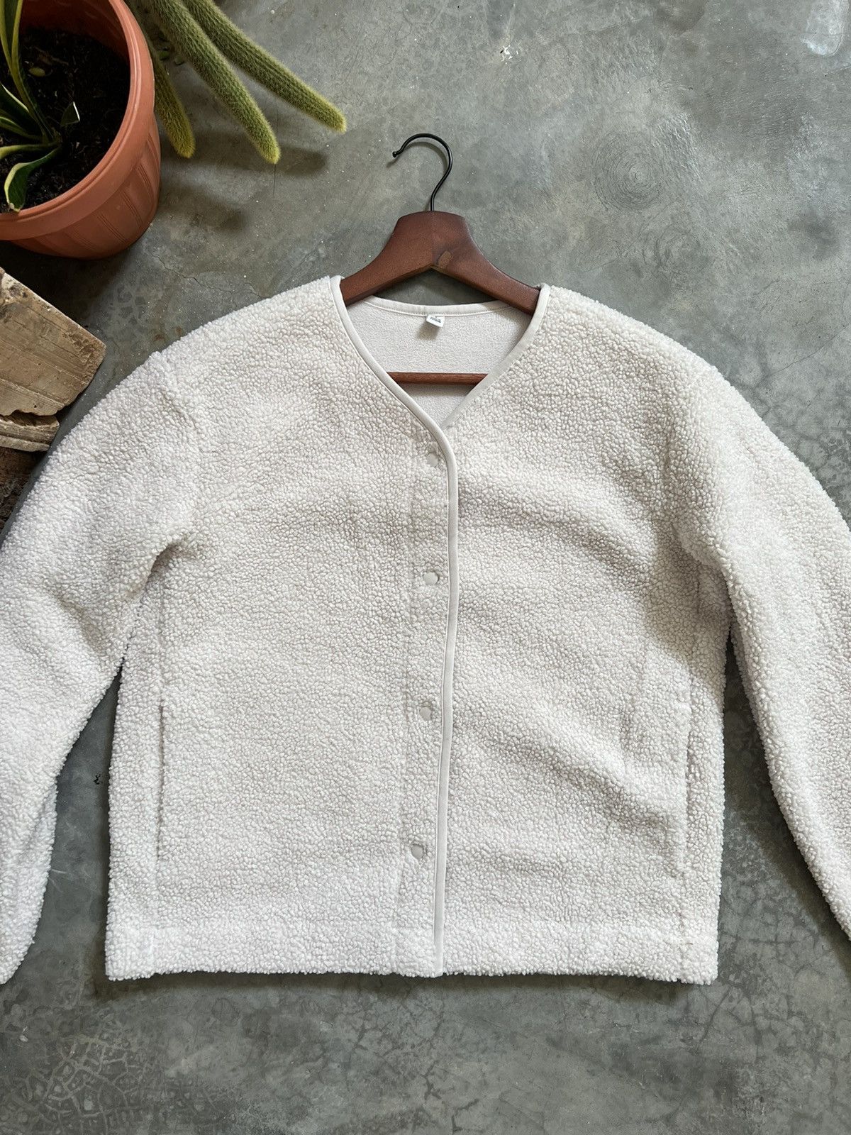Vintage 🖤 Pile Sherpa Snap Button Cardigan With Pockets