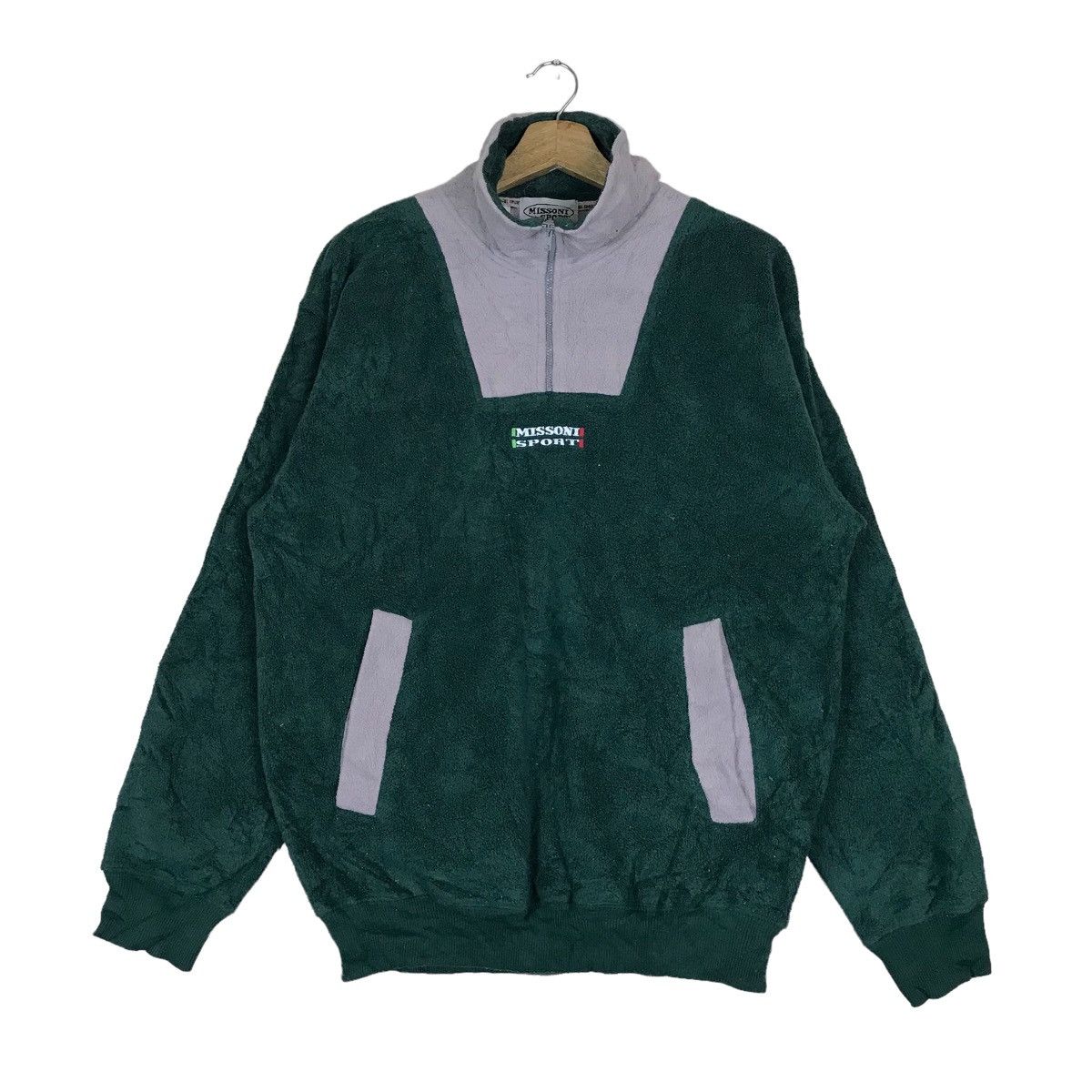 Vintage Missoni Sport Two Tone Quarter Zip Pullover Jumper